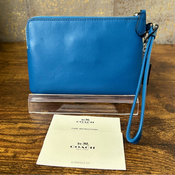 Coach Blue Leather Wristlet Clutch - Picture 3 of 9